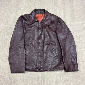 Vintage Leather Jacket Mens Small Brown 1960s Zip Up Canada